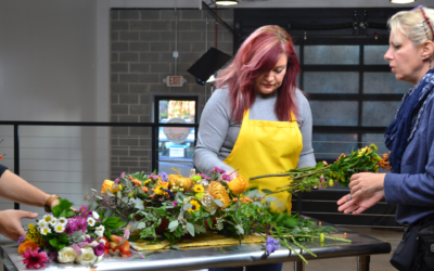 Florist Garrett getting ready for how to video shoot