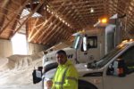 UFCW Local 1994 member stands in a building full of road salt