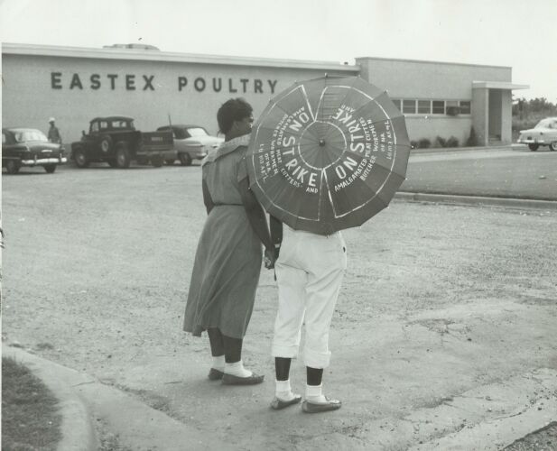Strikers outside the Eastex Poultry plant in Center, Texas.