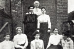 Officers of Local No. 183 of the Amalgamated Meat Cutters and Butchers' Workmen of North America, the first union of women workers of the Union Stock Yards in Chicago. 1902