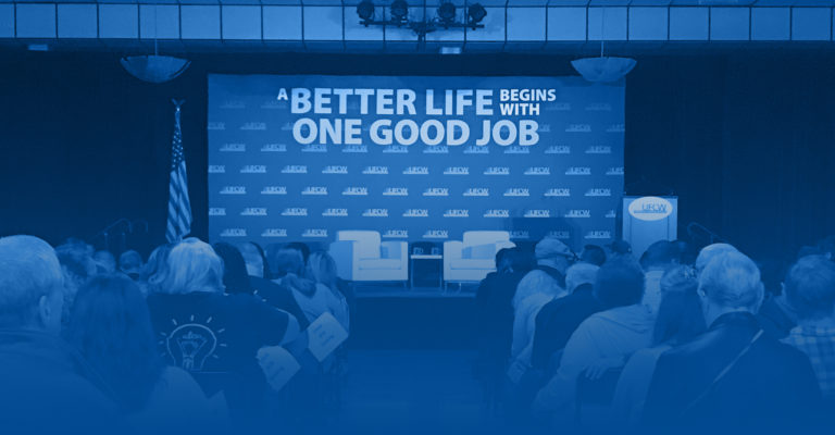 Members waiting to hear presidential candidates speak at UFCW's Presidential Forum 2020 in Detroit, MI 9/29