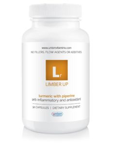 Bottle of "Limber Up" supplements