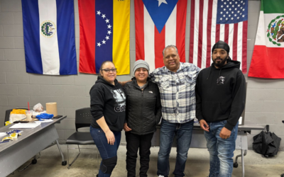 Pictured left to right) UFCW Local 700 members Guadalupe Ramirez, Alicia Romero, Juan Garcia, and Jamarcu Kolb served on the JBS Foods Bargaining Committee.